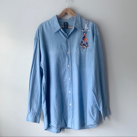 Warner Bros. Other - Warner brothers embroidered light wash shirt